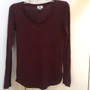 Old Navy Maroon Long Sleeve Thermal Top